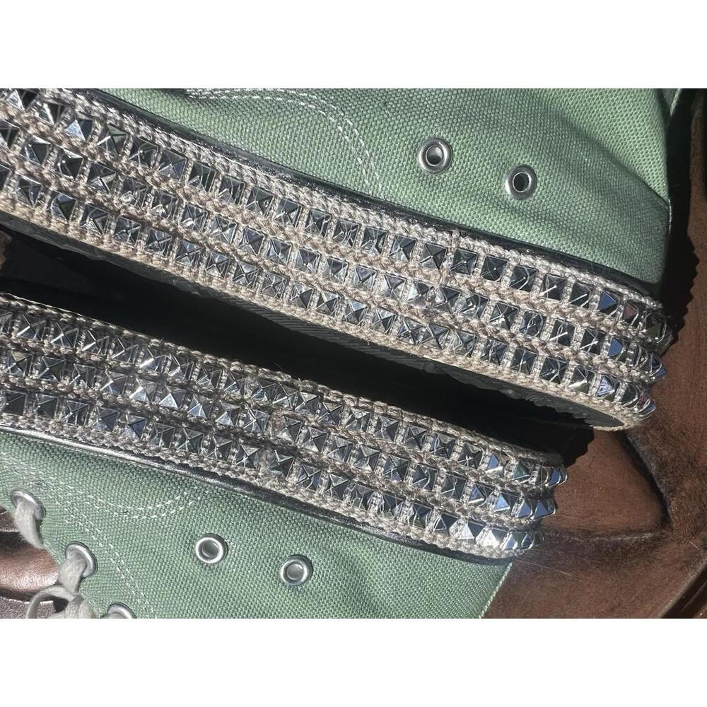 NAN KU Couture Cruise Studded High Top Sneakers Distressed Green Size 40 US 9 - Picture 11 of 15